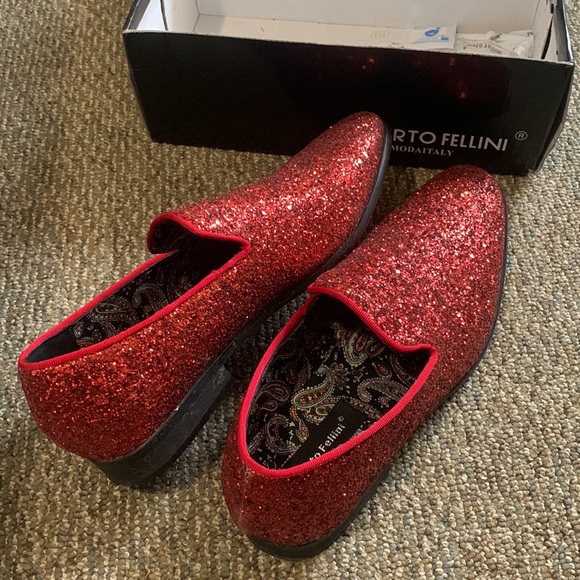Alberto Fellini Men Dress Shoes Red Sparkly - Picture 2 of 2